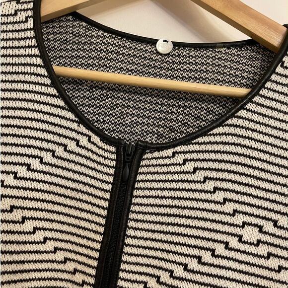 Margareth Oleary Women's Tricot Leather Trim Cardigan - Picture 4 of 8